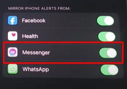 Facebook Messenger on Apple Watch - Toggle the Switch