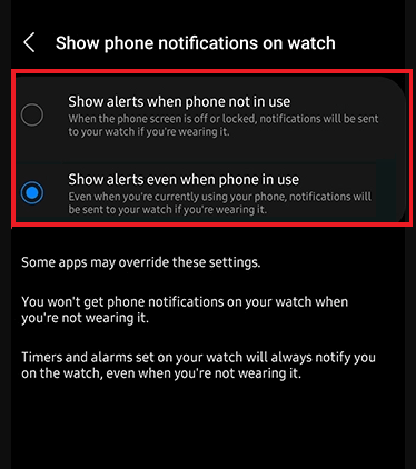 Facebook Messenger on Galaxy Watch - Choose your preferred option