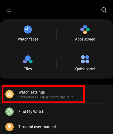 Select Watch Settings