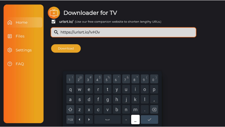 Enter Spectrum TV APK link in the URL field