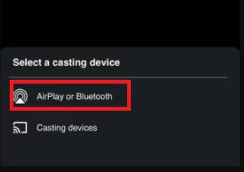 Tap on the AirPlay or Bluetooth Option