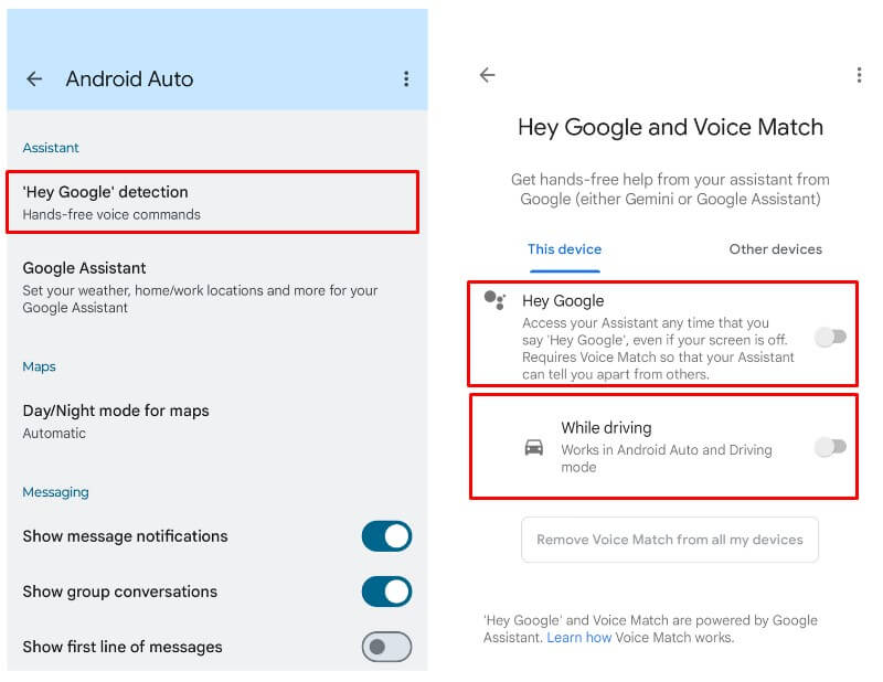 Click Hey Google Detection on Android Auto