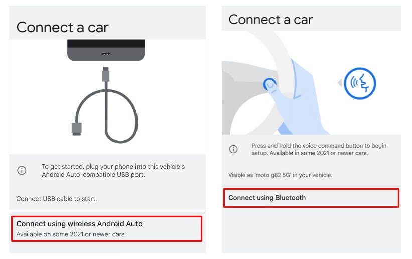 Click Connect using wireless Android Auto