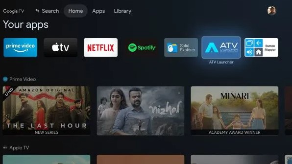 Your Apps Section in Google TV