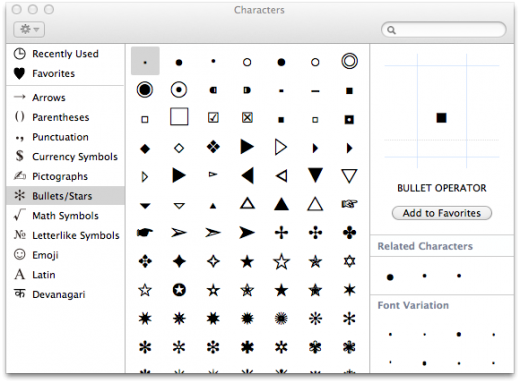 choose Bullets/Stars for Star Symbol