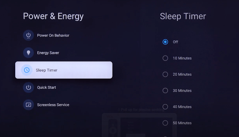 Select Sleep Timer on Google TV