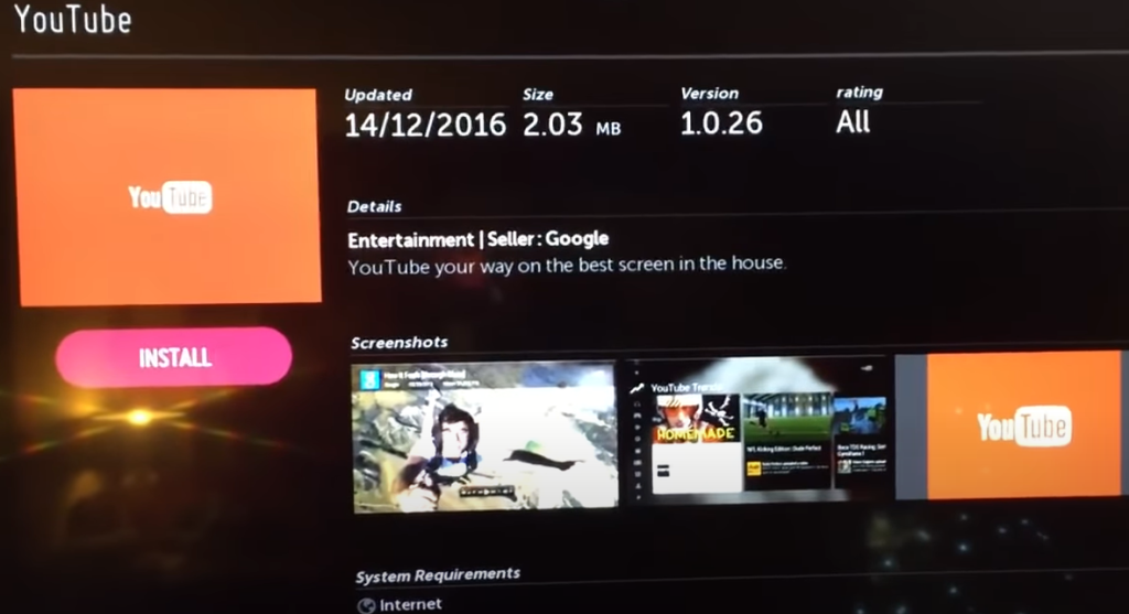 Download YouTube on LG TV