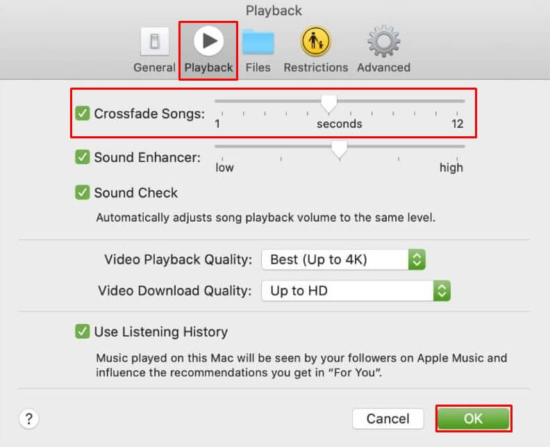 Enable Crossfade in the Apple Music app of Mac