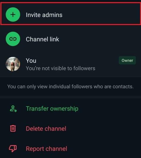 Click Invite Admins