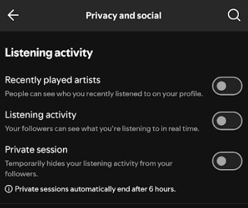 Toggle Off Listening Activity on the Spotify app