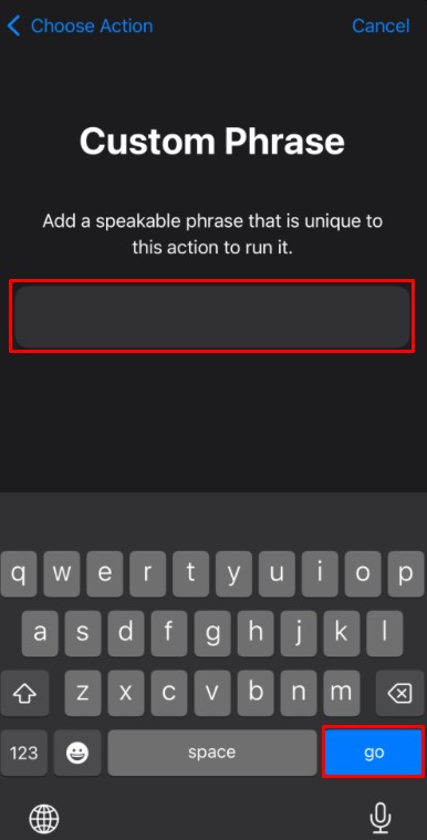 Type the Custom Phrase