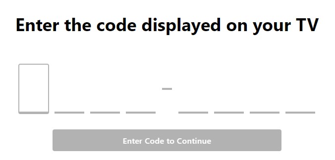 Enter the code and click Continue