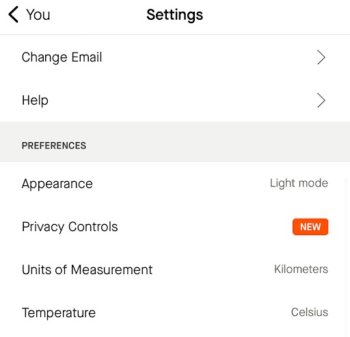 Select Appearance on Strava